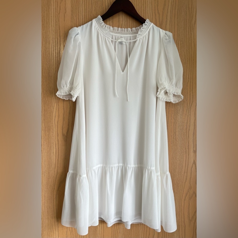 Wilfred | Women’s SZ S | WALDEN Dress Light Birch | Lined | Sheer Sleeves